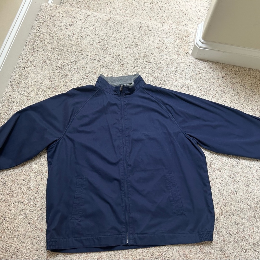 Eddie Bauer Blue Windbreaker Jacket with Standing Collar